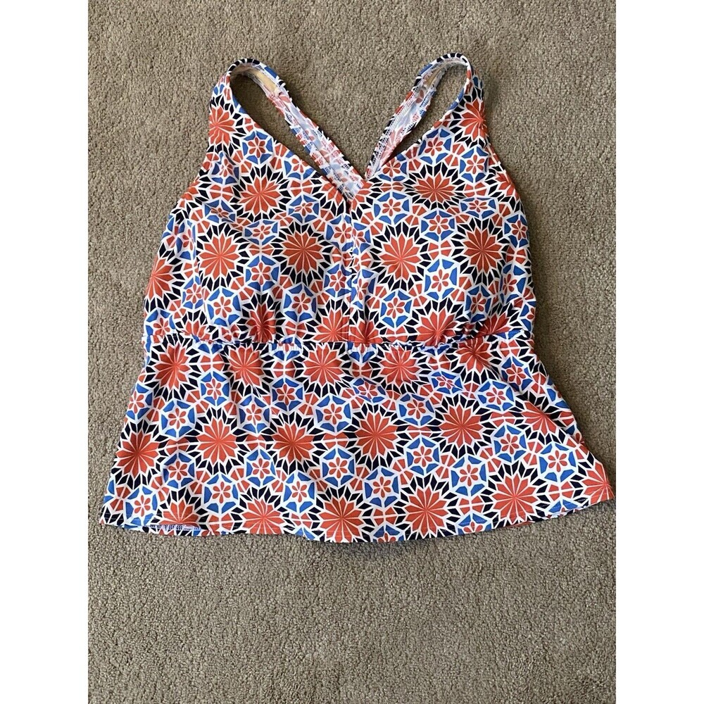 Lands End Tankini Top Geometric 90’s Style Size 20W Petite - Picture 1 of 11